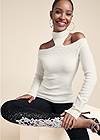 Cropped Front View Cutout Turtleneck Sweater