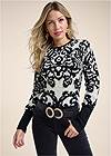 Cropped Front View Sequin Jacquard Sweater