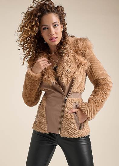 Faux-Fur Side Zip Coat