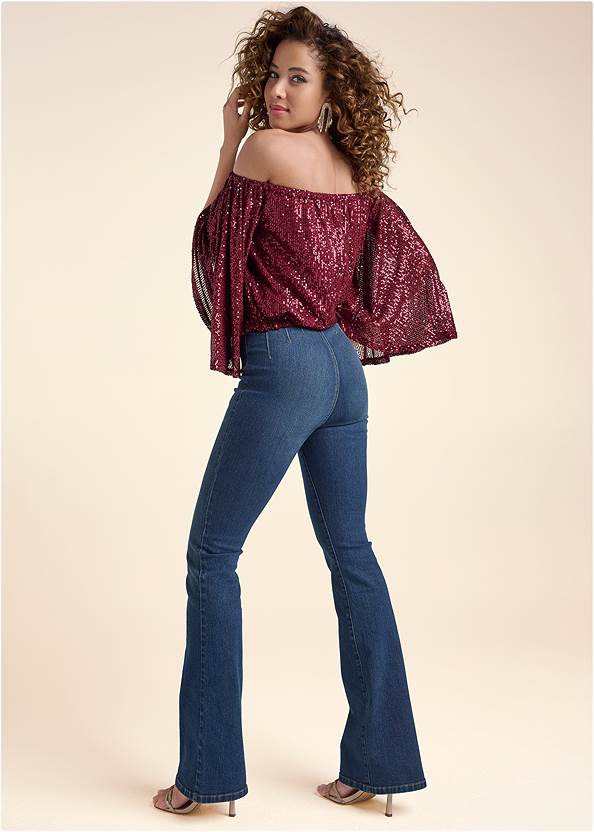 Back View Off-The-Shoulder Sequin Top