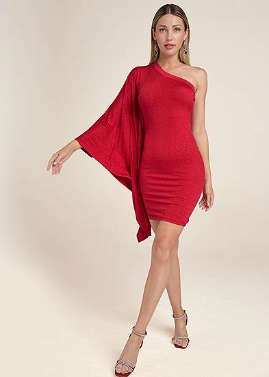 Plus Size One-Shoulder Shimmer Dress
