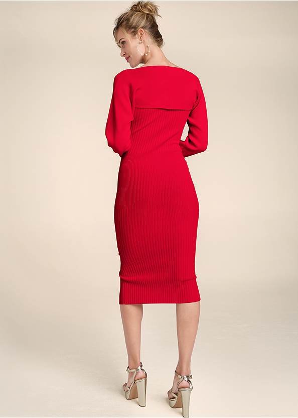 Back View Sweater Dress With Shrug