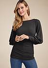 Front View Balloon Sleeve Ruched Top