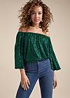 Full front view Off-The-Shoulder Sequin Top
