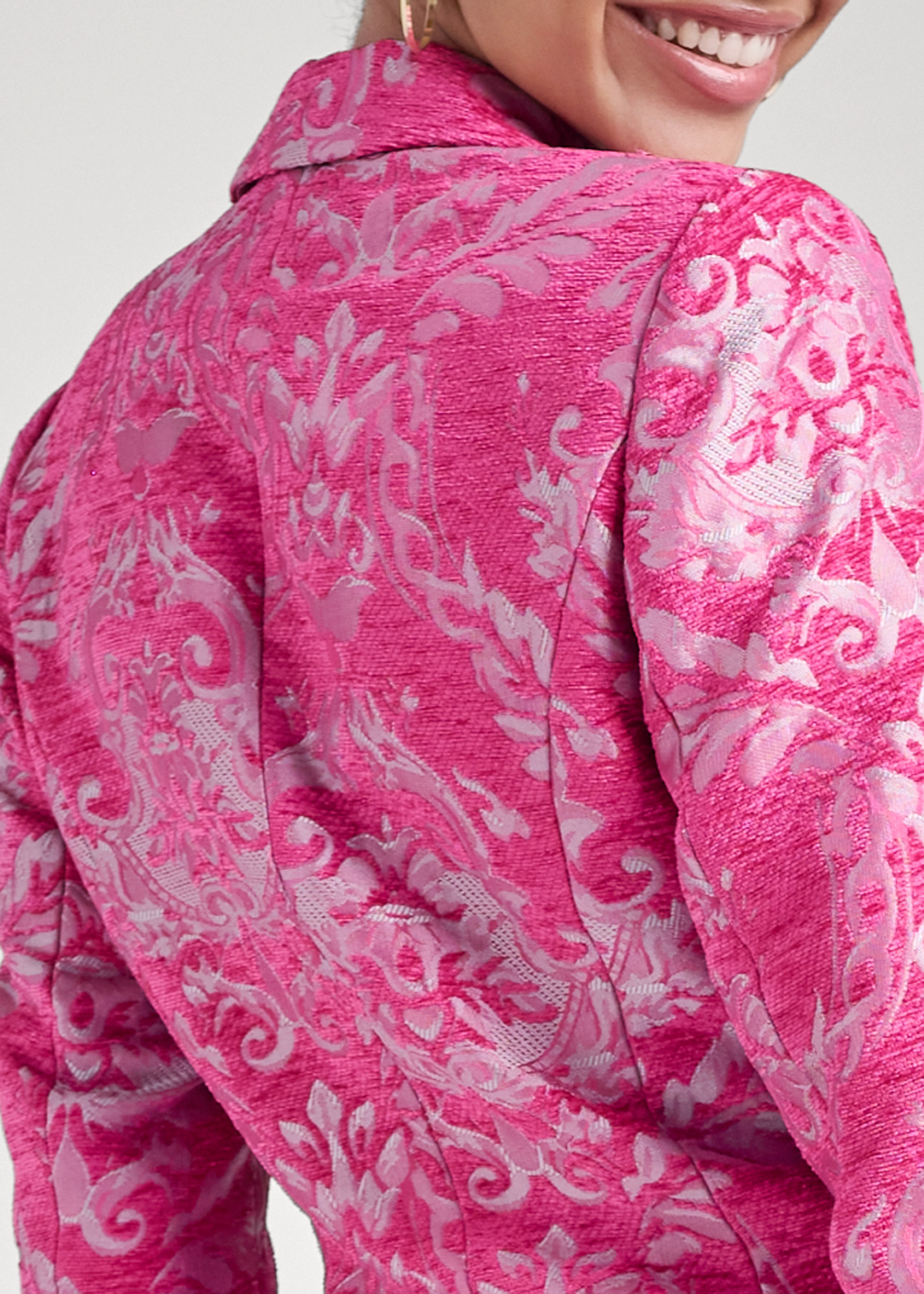 Jacquard Paisley Blazer in Pink & Silver | VENUS