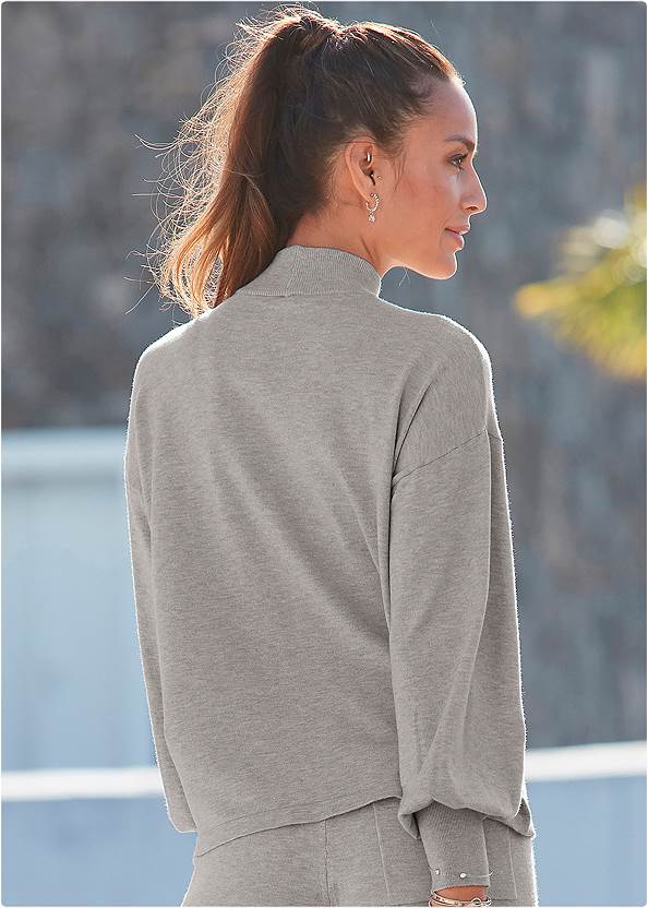 Back View Mock Neck Sweater