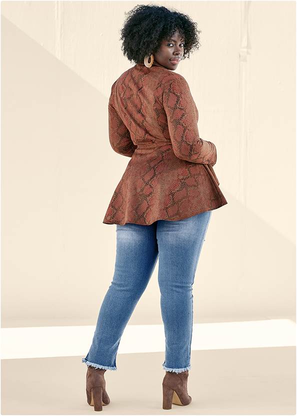Back View Faux-Suede High-Low Jacket