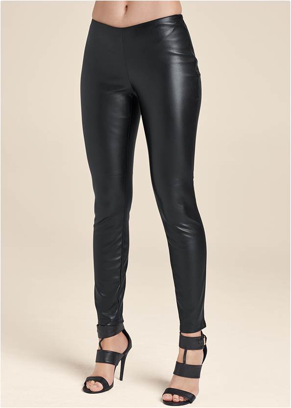 Waist down back view Faux-Leather Leggings