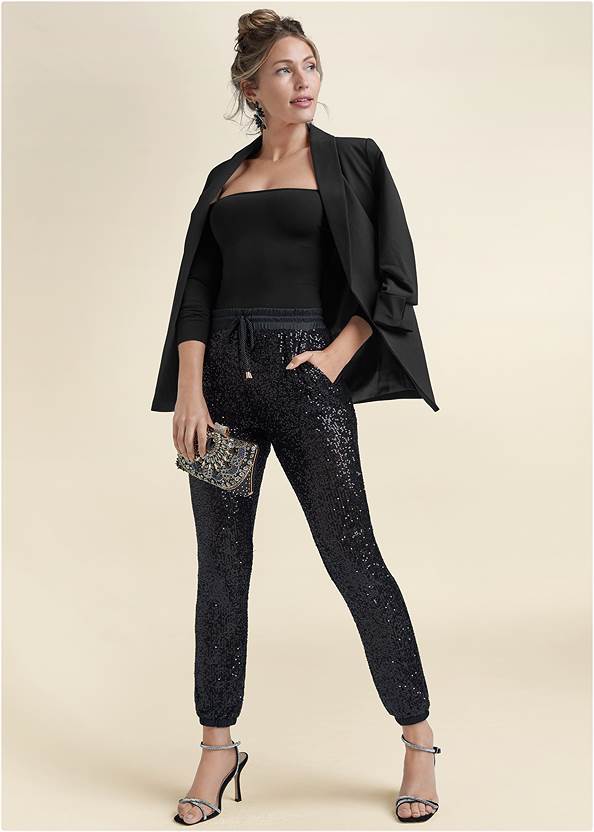 Full front view Sequin Jogger Pants