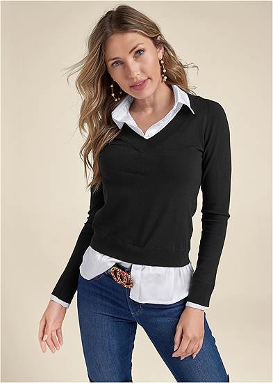 Plus Size Layered V-Neck Sweater