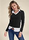 Front View Layered V-Neck Sweater