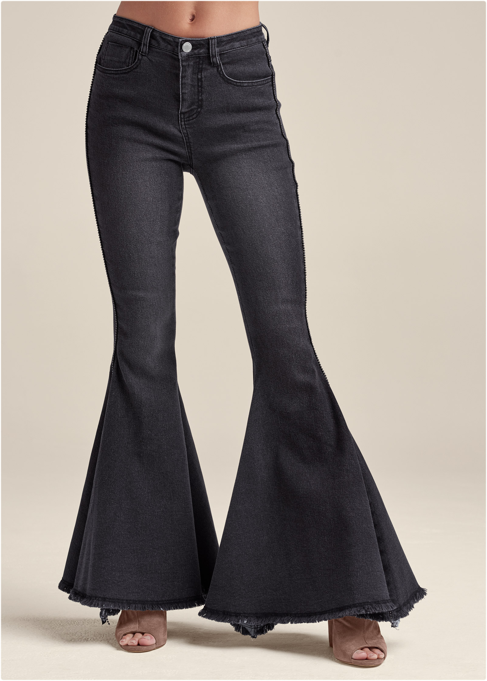 Extreme Flare Jeans in Black Denim - Denim | VENUS