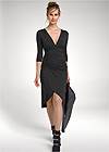 Front View  Ruched Bodycon Midi Dress