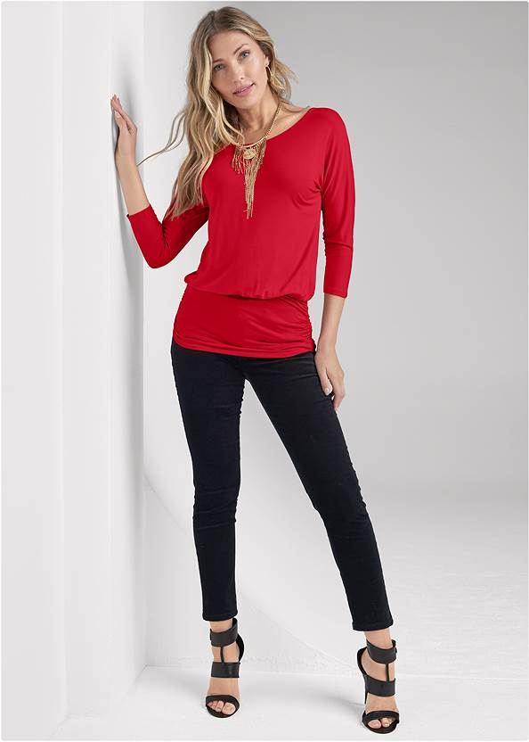 Full front view Casual 3/4-Sleeve Top