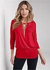 Cropped front view Casual 3/4-Sleeve Top