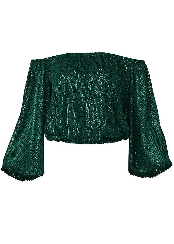 Back View Off-The-Shoulder Sequin Top