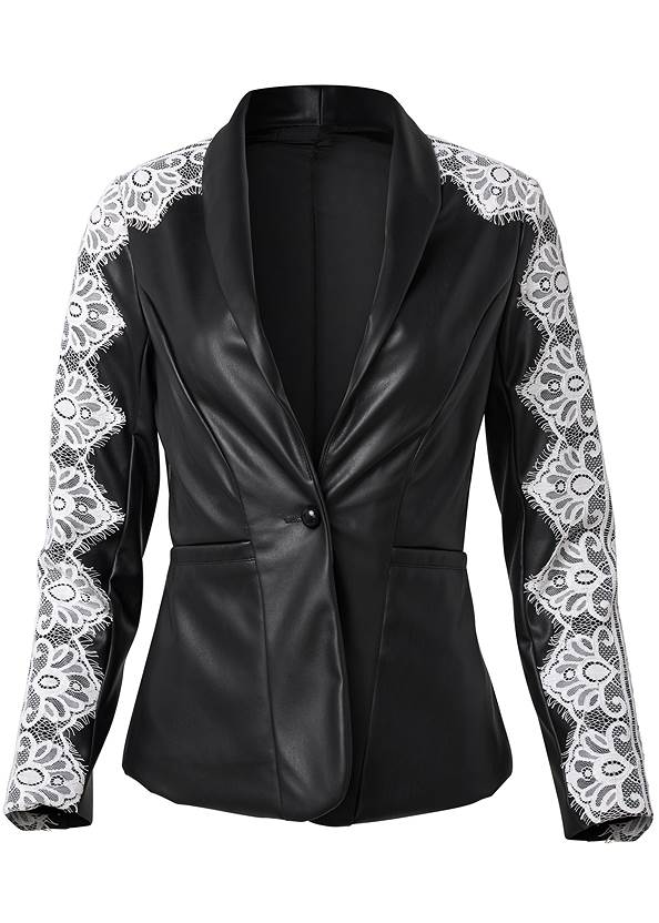 Alternate View Faux-Leather And Lace Blazer