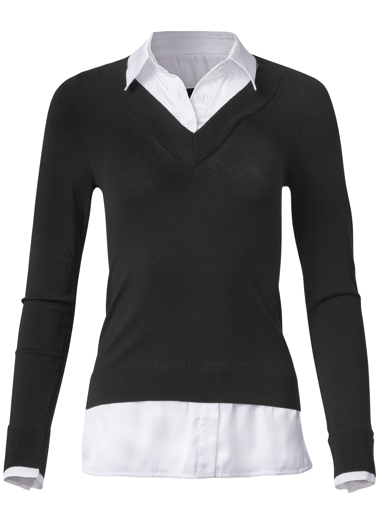 White t shirt under 2024 black v neck sweater