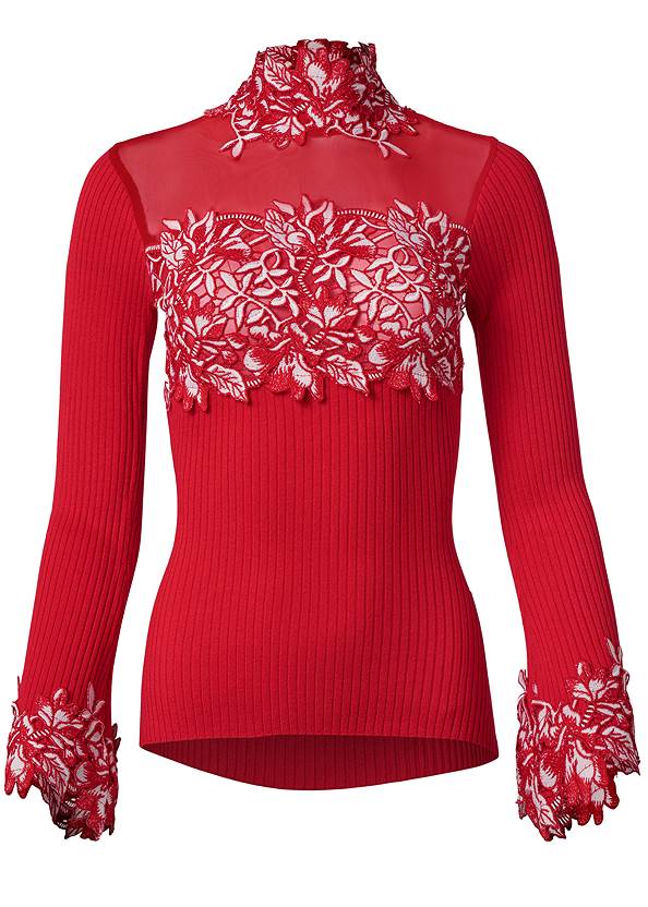 Alternate View Floral Applique Sweater