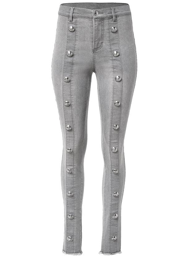 Alternate View Button Detail Skinny Jeans