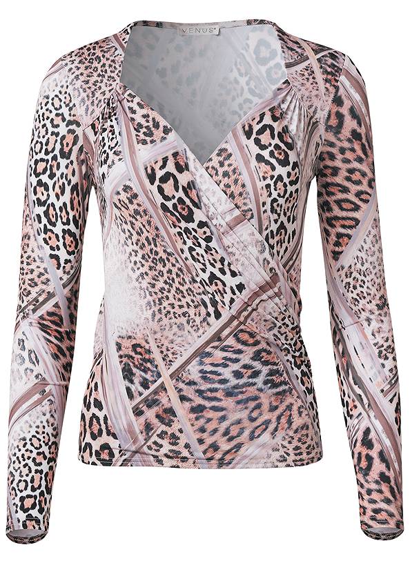 Alternate View Animal Print Ruched Top