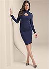 Full front view Mock-Neck Casual Dress