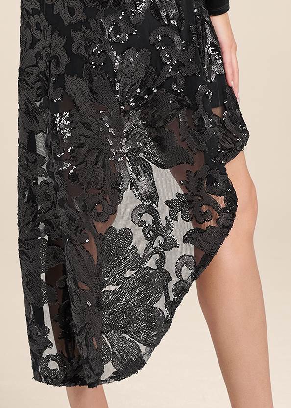 Detail back view Sequin Lace High-Low Dress