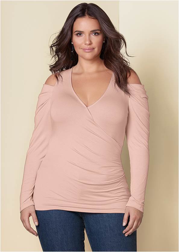 Front View Draped Sleeve Top