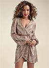 Front View Belted Sequin Wrap Dress