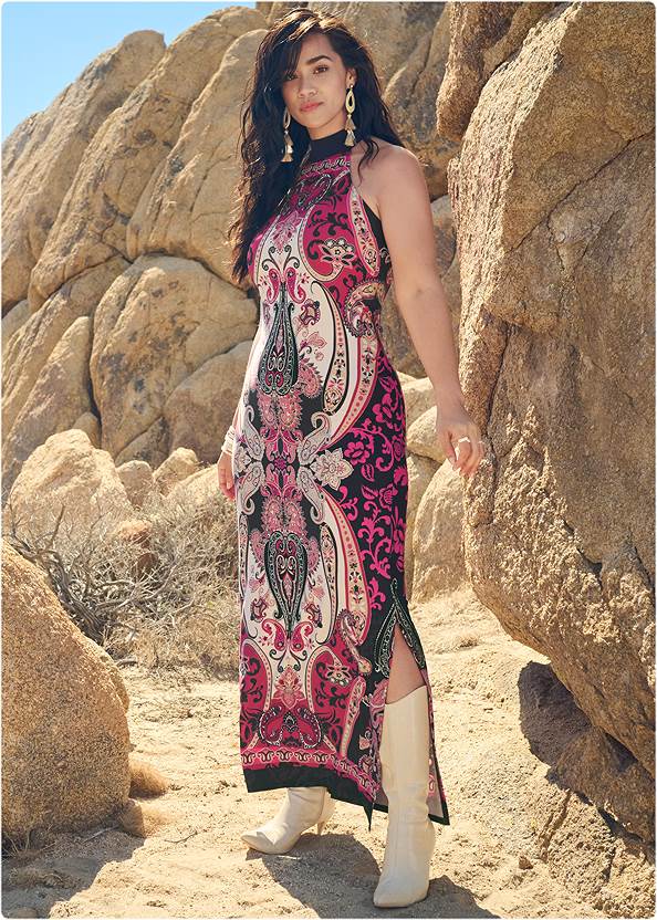 Full Front View Moroccan Nights Paisley Dress