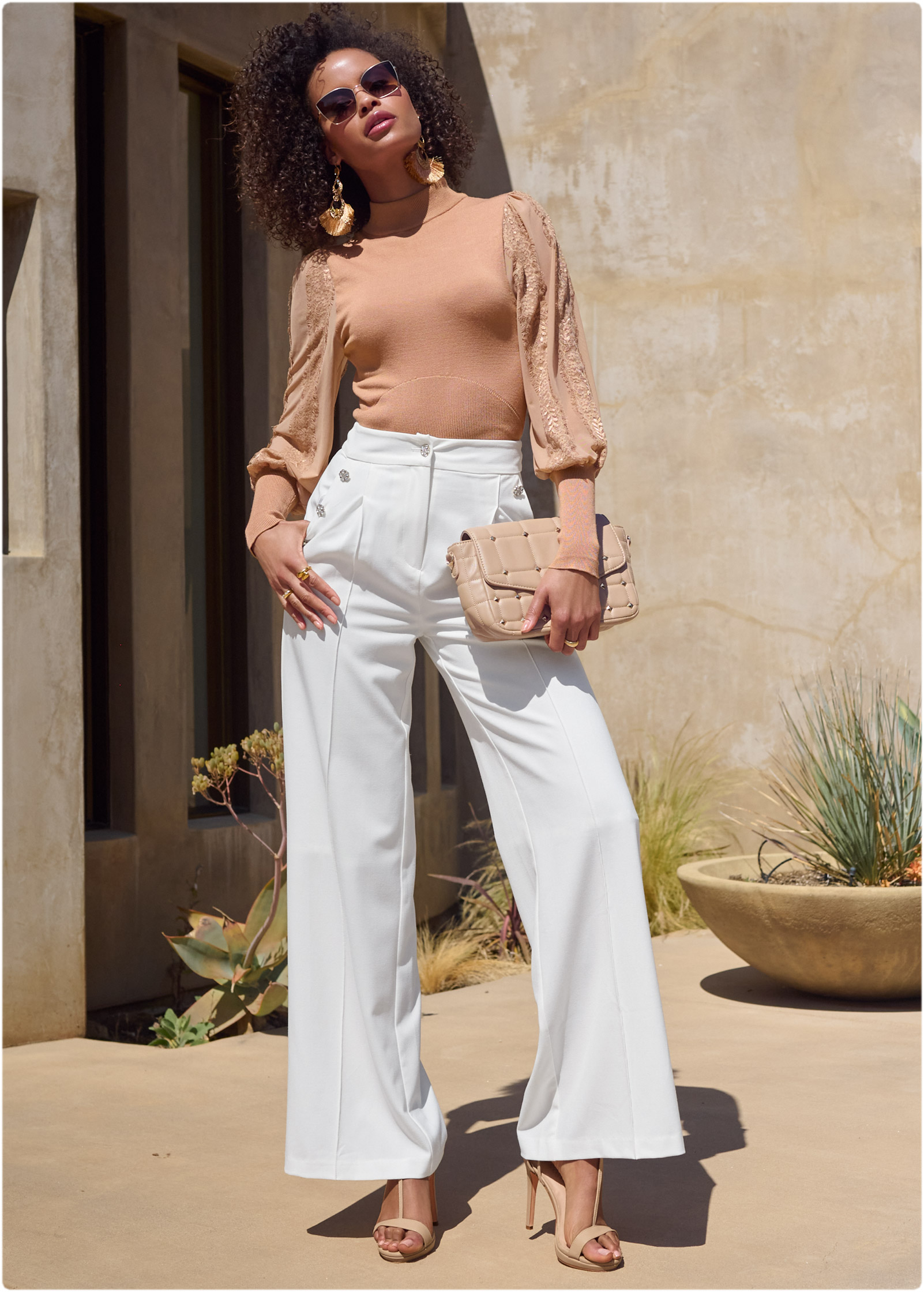 off white wide leg trousers