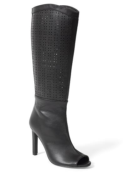 Peep Toe Perforated Boots