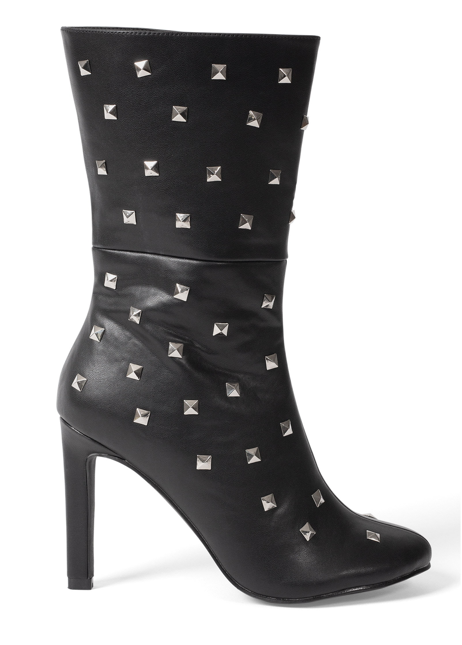 Black suede studded top ankle boots