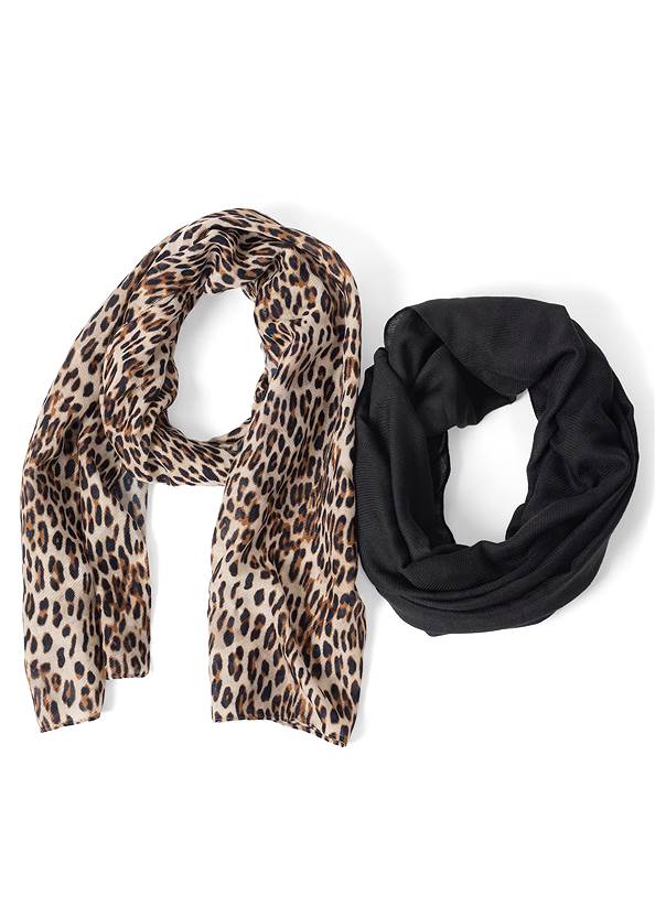 Leopard Scarf Set,Faux-Leather Lace-Up Jacket,Basic Cami Two Pack,Faux-Leather Leggings,Multi Strap Open Toe Heels,Layered Coin Detail Choker
