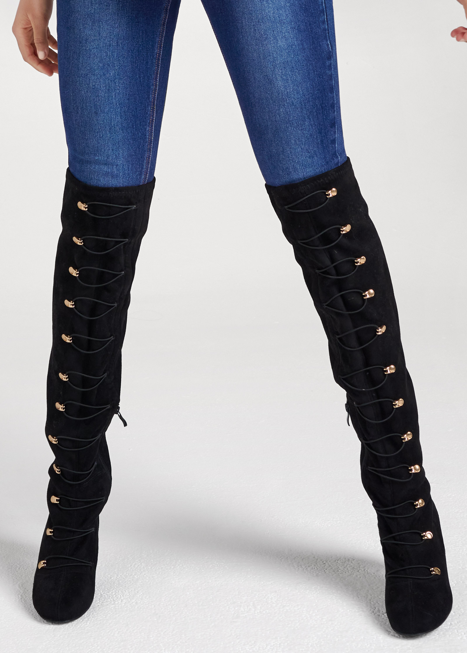 LACE UP HEELED BOOTS in Black VENUS