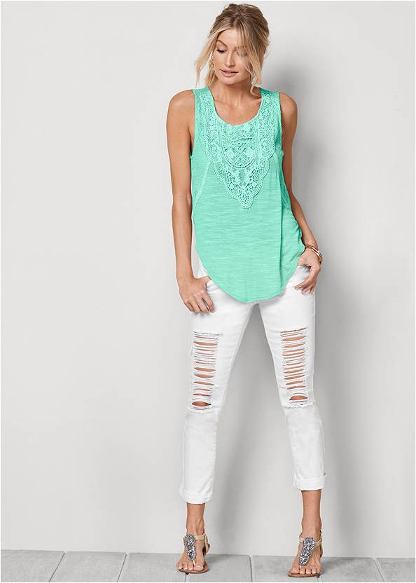 Alternate View Lace Detail Scoop Neck Top
