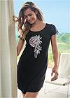 Cropped Front View Lace Sleeve Graphic Nightie