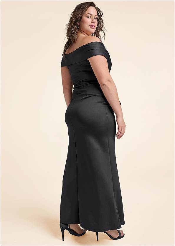 Back View Off The Shoulder Ruffle Gown