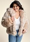 Front View Luxe Tiered Faux Fur Coat