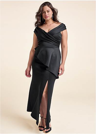 Plus Size Off The Shoulder Ruffle Gown