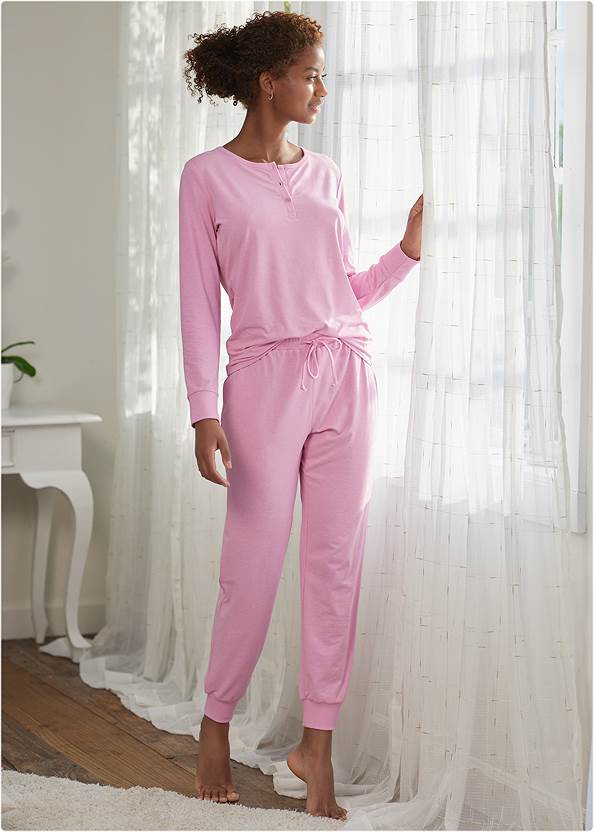 Henley Pajama Set,Short Sleeve Pajama Set,Henley Pajama Shirt