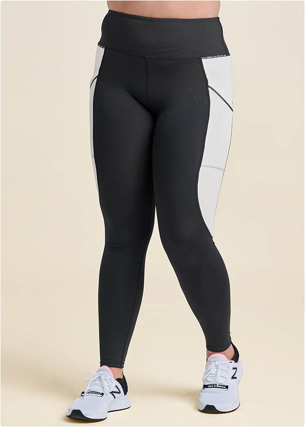 Cropped Front View Color Block Active Leggings