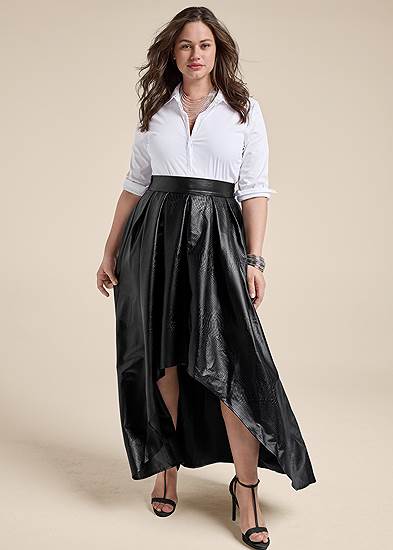 Plus Size Faux Leather Ballroom Skirt