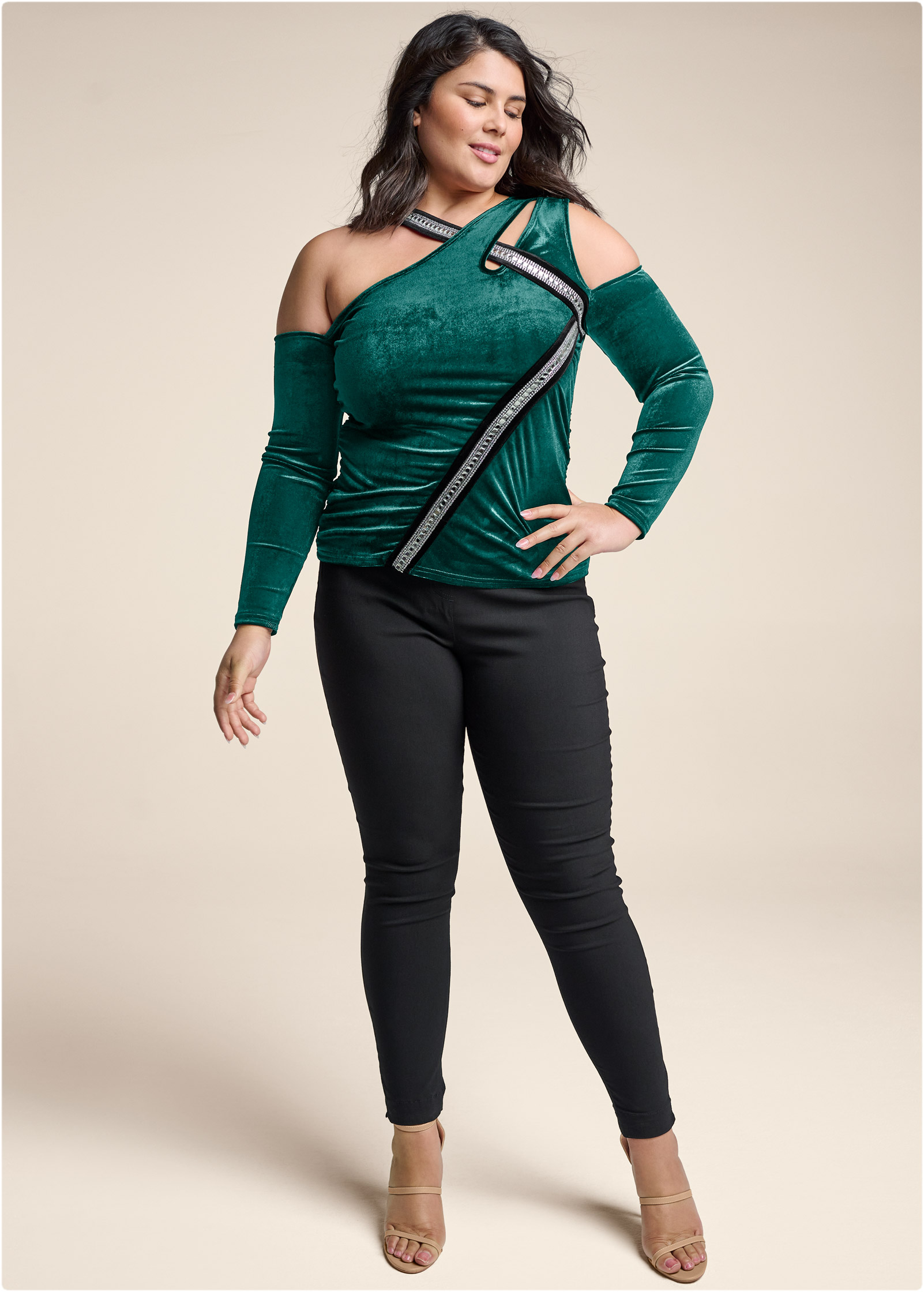 Off one shoulder clearance plus size tops