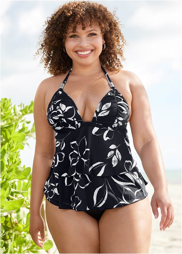Ruched Goddess Tankini Top,Fiji Bikini Bottom,Maui Bikini Bottom,Aruba Swim Skirt