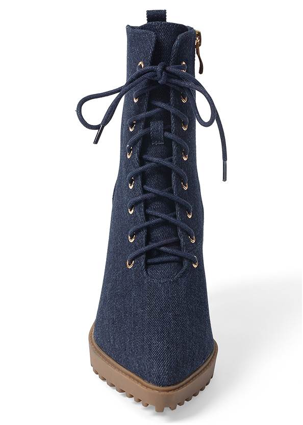 Alternate View Pointy Toe Lace-Up Booties
