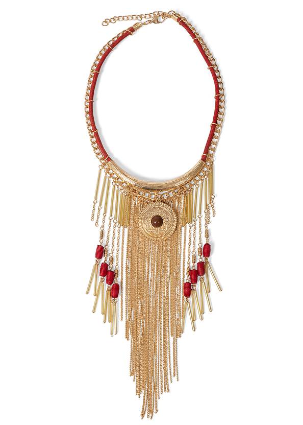 Front View  Tassel Beaded Necklace
