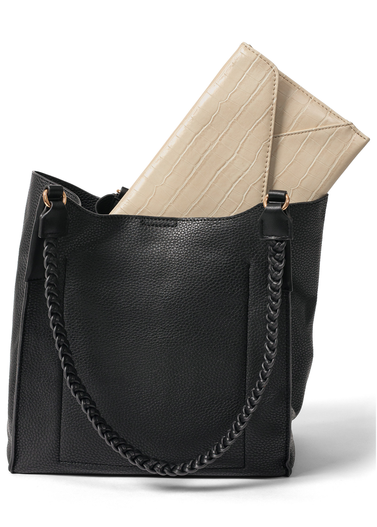 Black and clearance cream clutch bag