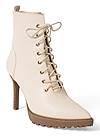 Front View Pointy Toe Lace-Up Booties