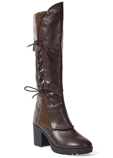 Sherpa Lace-Up Calf Boots